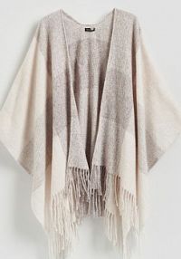 Ponczo z frędzlami Reserved beżowe 750FD-12X
