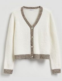 Kardigan z kontrastowymi wstawkami Reserved beżowy 828IP-02X