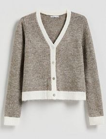 Kardigan z kontrastowymi wstawkami Reserved brązowy 828IP-84M