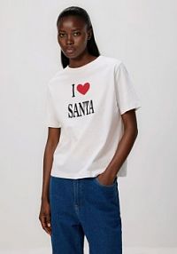 T-shirt ze świątecznym motywem Reserved biały damski 861HD-00X