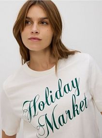 T-shirt ze świątecznym motywem Reserved biały damski 861HD-01X