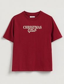 T-shirt ze świątecznym motywem Reserved czerwony damski 861HD-83X