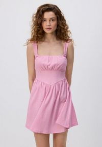 Kreszowana sukienka mini Reserved różowa 906GA-39X