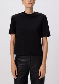 T-shirt z poduszkami na ramionach Reserved czarny damski 908CK-99X