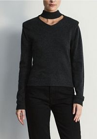 Sweter z dekoracyjną stójką Reserved szary damski 908IP-90M