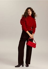 Wełniany sweter z golfem Reserved czerwony damski 921II-33X