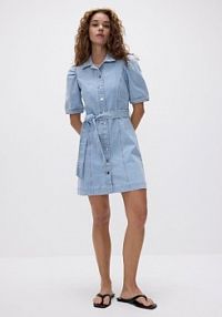 Jeansowa sukienka z wiązaniem Reserved niebieska 9248H-50J