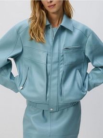 Kurtka z imitacji skóry Reserved niebieska damska 929HF-50X