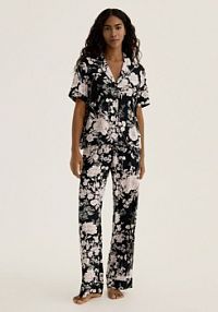 Wzorzysta piżama dwuczęściowa Reserved czarna damska 934EX-99X