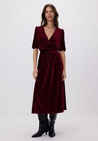 Welurowa sukienka midi Reserved czerwona 943GA-83X