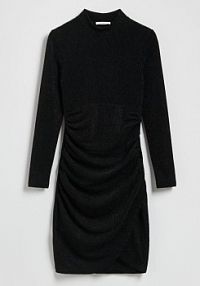 Błyszcząca sukienka z drapowaniem Reserved czarna 945GA-99X