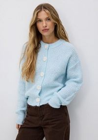 Kardigan z dodatkiem wełny Reserved niebieski 956IL-05X