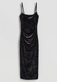 Welurowa sukienka midi Reserved brązowa 958GA-89X