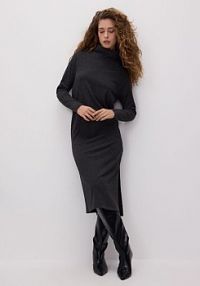 Dzianinowa sukienka z golfem Reserved szara 964GA-90M