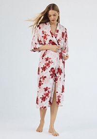 Wzorzysty szlafrok z wiskozy Reserved różowy damski 974HD-38X