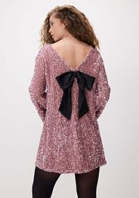 Sukienka mini z kokardą Reserved różowa 976GA-03X