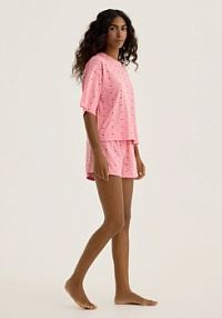 Dwuczęściowa piżama w serca Reserved różowa damska 988HD-42X