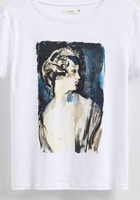 T-shirt z nadrukiem Reserved biały damski WC358-00X