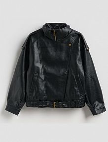 Kurtka z imitacji skóry Reserved czarna damska YH599-99X