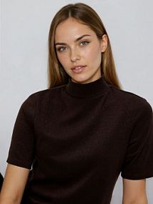 Bluzka z metalizowaną nitką Reserved brązowa damska YT122-89X