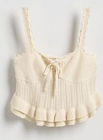 Szydełkowany top na ramiączkach Reserved beżowy damski YT253-02X