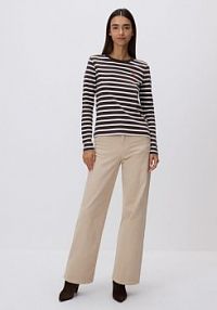 Longsleeve z haftem Reserved brązowy damski ZI667-89X