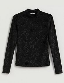 Longsleeve w kwiatowy wzór Reserved czarny damski ZI722-99X