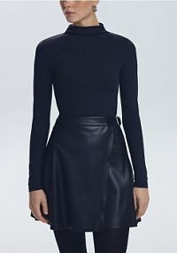 Longsleeve ze stójką Reserved czarny damski ZI723-99X