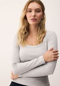 Bawełniany longsleeve Reserved szary damski ZQ827-09M