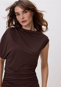 Asymetryczna bluzka Reserved brązowa damska ZQ834-89X