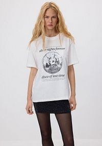 T-shirt z nadrukiem Reserved biały damski ZQ837-01X