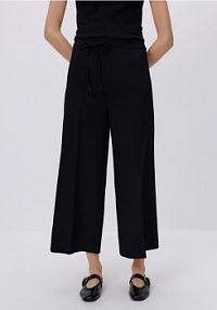 Szerokie spodnie z wiązaniem Reserved czarne damskie ZR459-99X