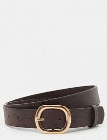 Pasek ze złotą klamrą z imitacji skóry Sinsay brązowy damski 938EJ-88X