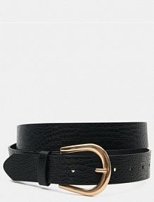 Pasek ze złotą klamrą Sinsay czarny damski 9683F-99X