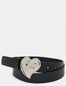 Gładki pasek z ozdobną klamrą w kształcie serca Sinsay czarny damski 9687F-99X