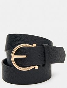 Pasek z imitacji groszkowej skóry Sinsay czarny damski 9690F-99X