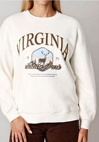 Bluza crewneck z napisem Sinsay beżowa damska 991FI-01X