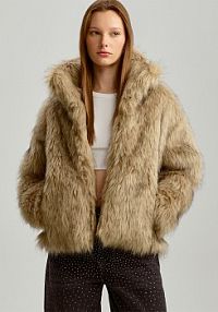 Brazowa kurtka ze sztucznego futerka oversize House brązowa damska 059CX-84X