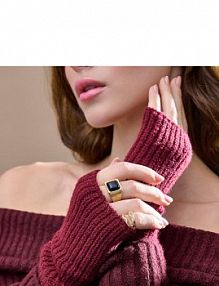 Bordowe dzianinowe rękawiczki bez palców House brązowe damskie 103HF-89X