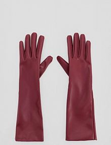 Długie rękawiczki z imitacji skóry bordowe House fioletowe damskie 107HF-49X