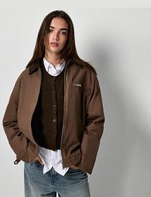 Kurtka przejściowa z vintage kołnierzykiem i wypełnieniem House brązowa damska 125EW-88X