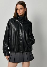 Kurtka bomber z imitacji skóry House czarna 160HR-99X