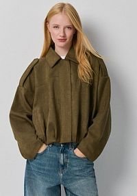 Kurtka bomber oversize z imitacji zamszu khaki House oliwkowa 162HR-87X