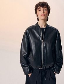 Kurtka bomber z imitacji skóry House czarna 172HR-99X