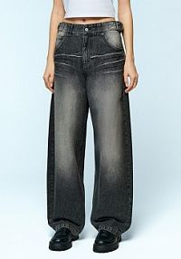 Grafitowe jeansy baggy fit z regulacją House szare damskie 327IA-90J