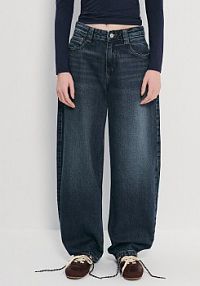 Granatowe jeansy baggy barrel fit House fioletowe damskie 328IA-57J