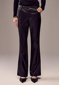 Czarne spodnie flare ze sztucznej skóry House czarna 341HO-99X