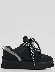 Sneakersy z futerkiem na grubej podeszwie House czarne damskie 369HB-99X