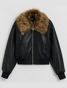 Kurtka bomber z futerkiem na kołnierzu House czarna 426HW-99X