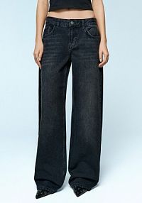 Jeansy wide leg z niskim stanem House czarne damskie 515IT-99J